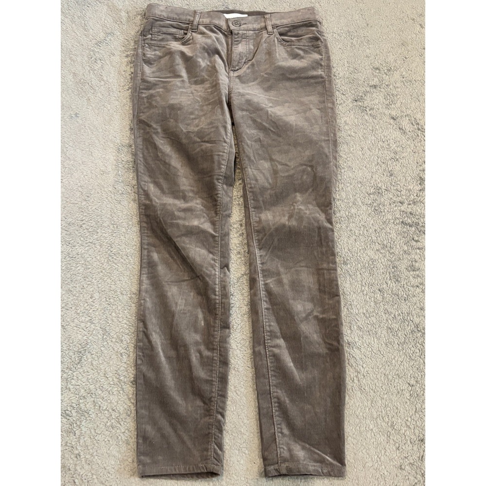 Ann Taylor Loft Corduroy Pants Womens 27/4 Gray Modern Skinny Casual Stretch
